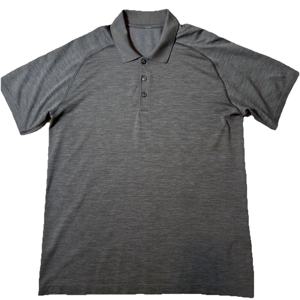 Lululemon Evolution Golf Polo Men Stretch Performance Gray Workout L/XL* (read)